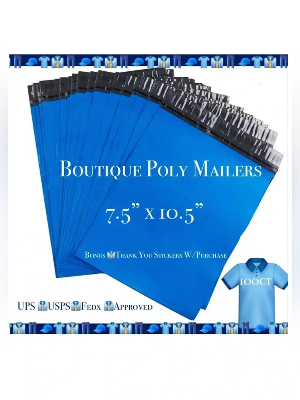 100ct ~ 7.5 x 10.5”~Poly Mailer Bag👖🆕👖Plus 😁 100ct Thank You Stickers Included